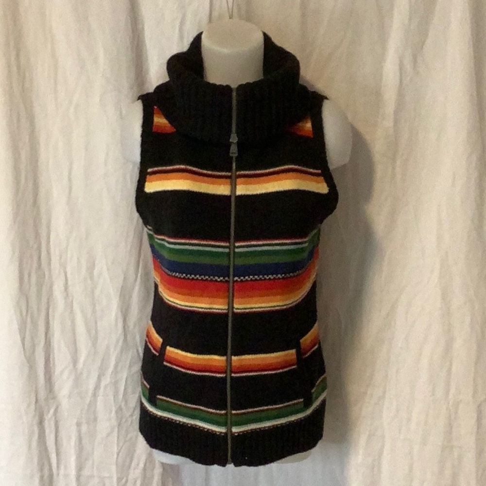 Ralph Lauren Wool Active Sweater Vest Zip Up Stripe Medium